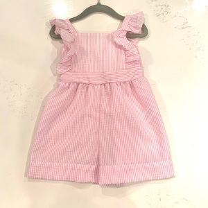 Pink seersucker romper